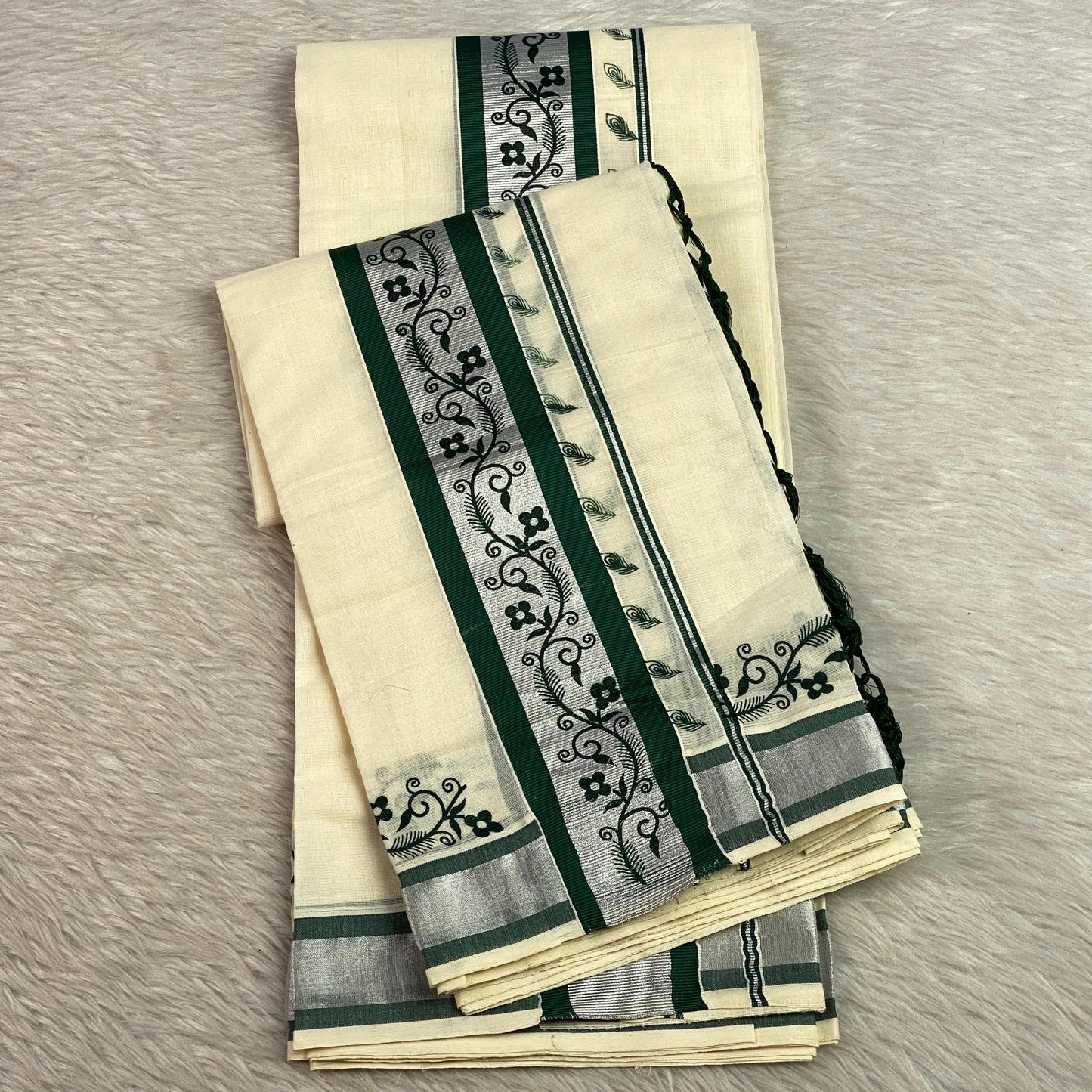 Anizham Set Mund with Floral Print Green