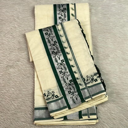Anizham Set Mund with Floral Print Green