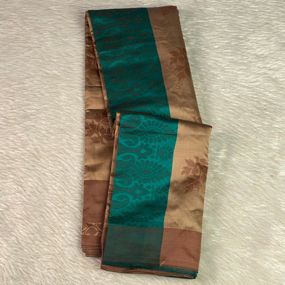 Theertha Soft Silk Saree Chikku with Green Border