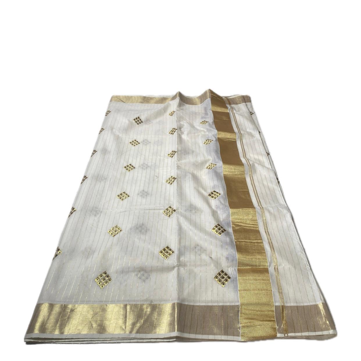 Meenam Maroon Kasavu Saree with line Golden Zari