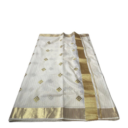 Meenam Maroon Kasavu Saree with line Golden Zari
