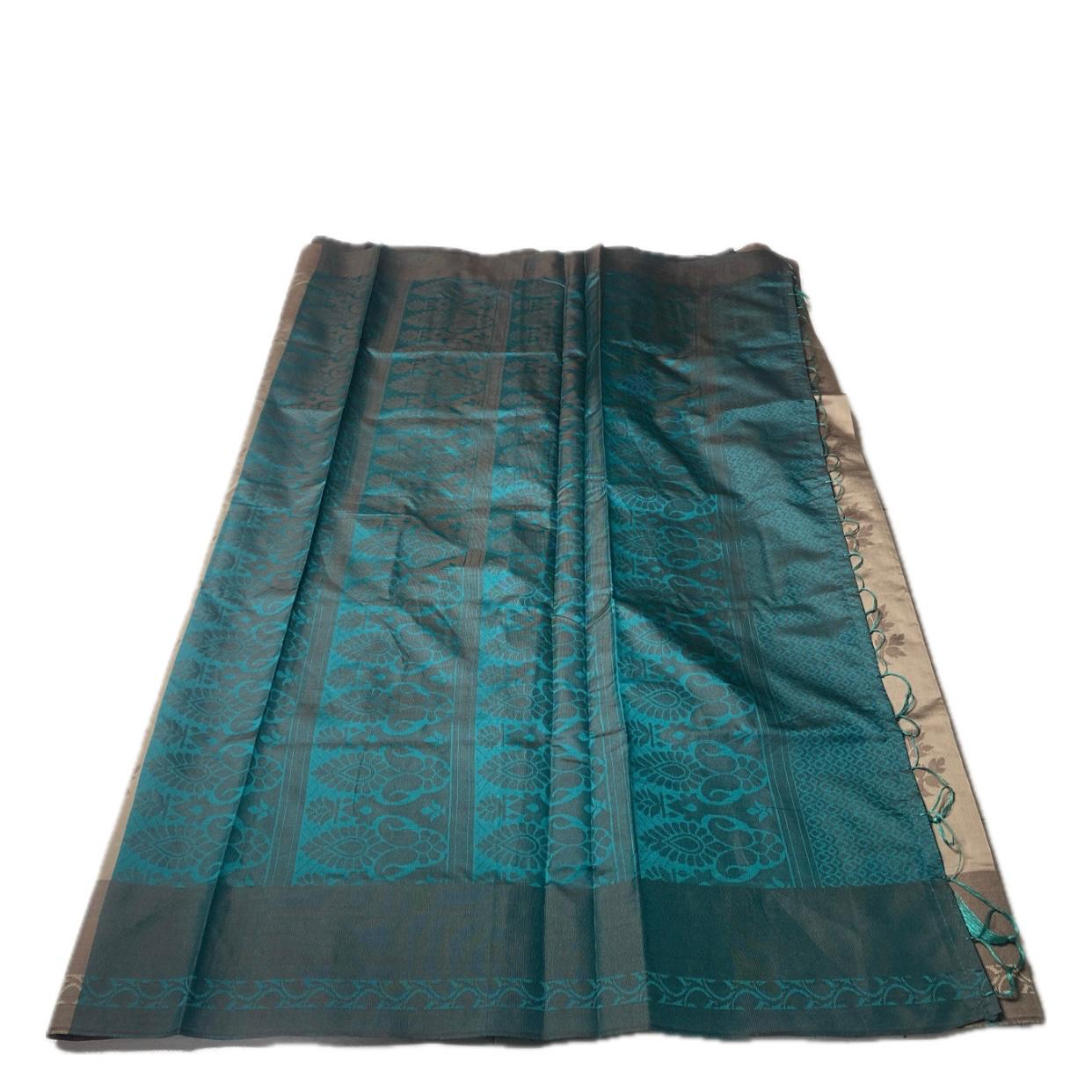 Theertha Soft Silk Saree Chikku with Green Border