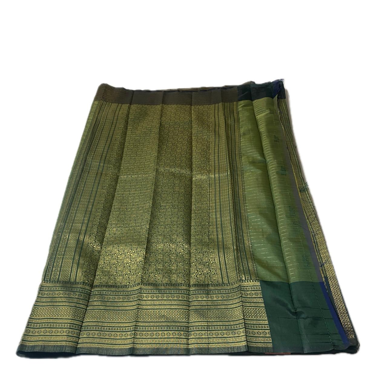 Zayna Royal Emerald with Golden Floral Kasavu