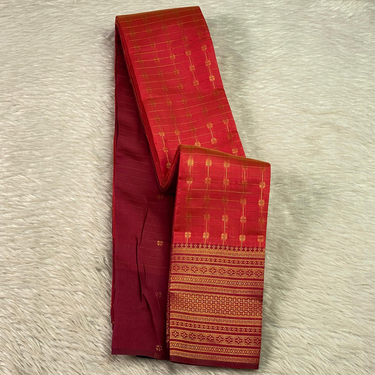 Zayna Orange with  Golden Floral Kasavu