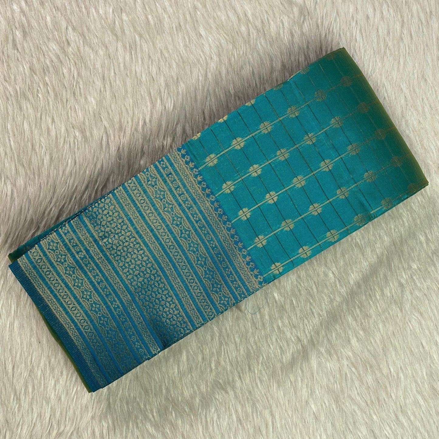 Zayna Blue with Golden Floral Kasavu