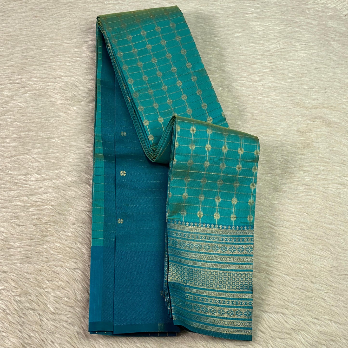 Zayna Blue with Golden Floral Kasavu