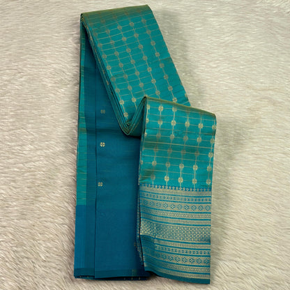 Zayna Blue with Golden Floral Kasavu
