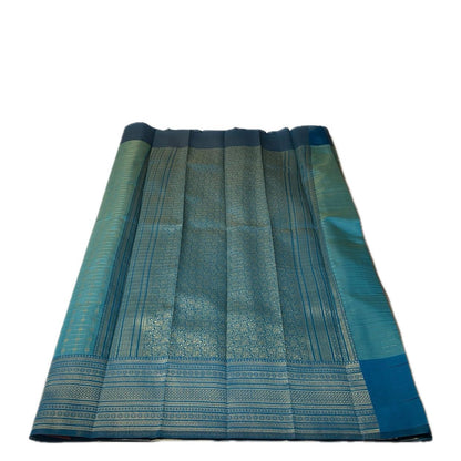 Zayna Blue with Golden Floral Kasavu