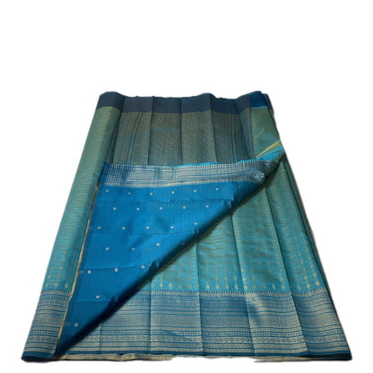 Zayna Blue with Golden Floral Kasavu