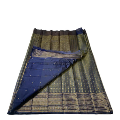 Zayna Navy Blue with Golden Floral Kasavu