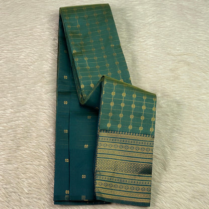 Zayna Peacock Blue with Golden Floral Kasavu