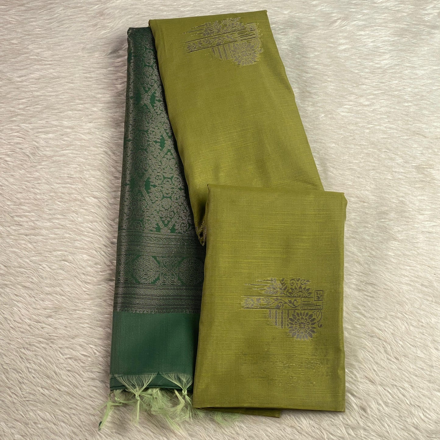 Shanmathi Floral Saree Olive Green