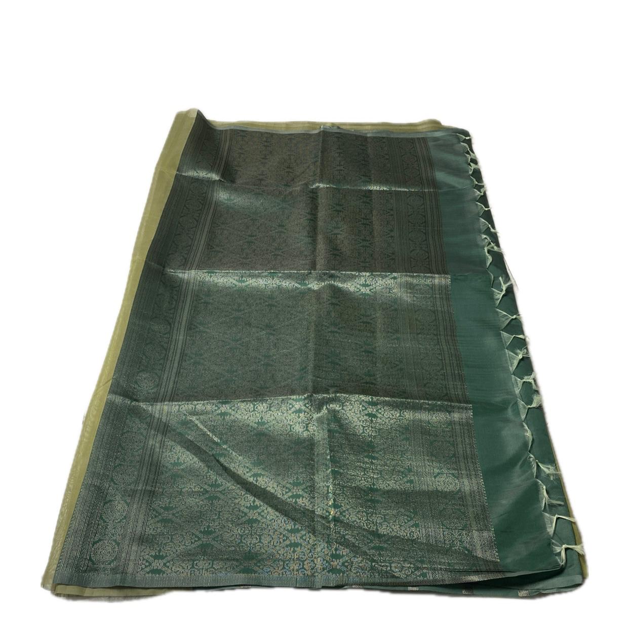 Shanmathi Floral Saree Olive Green