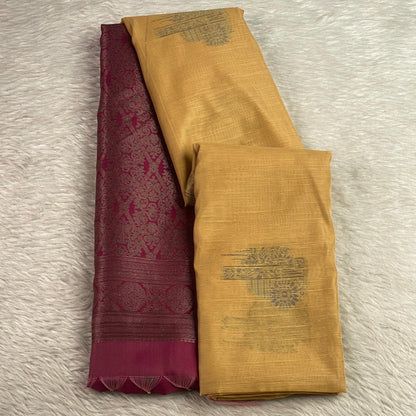 Shanmathi Floral Saree Yellow