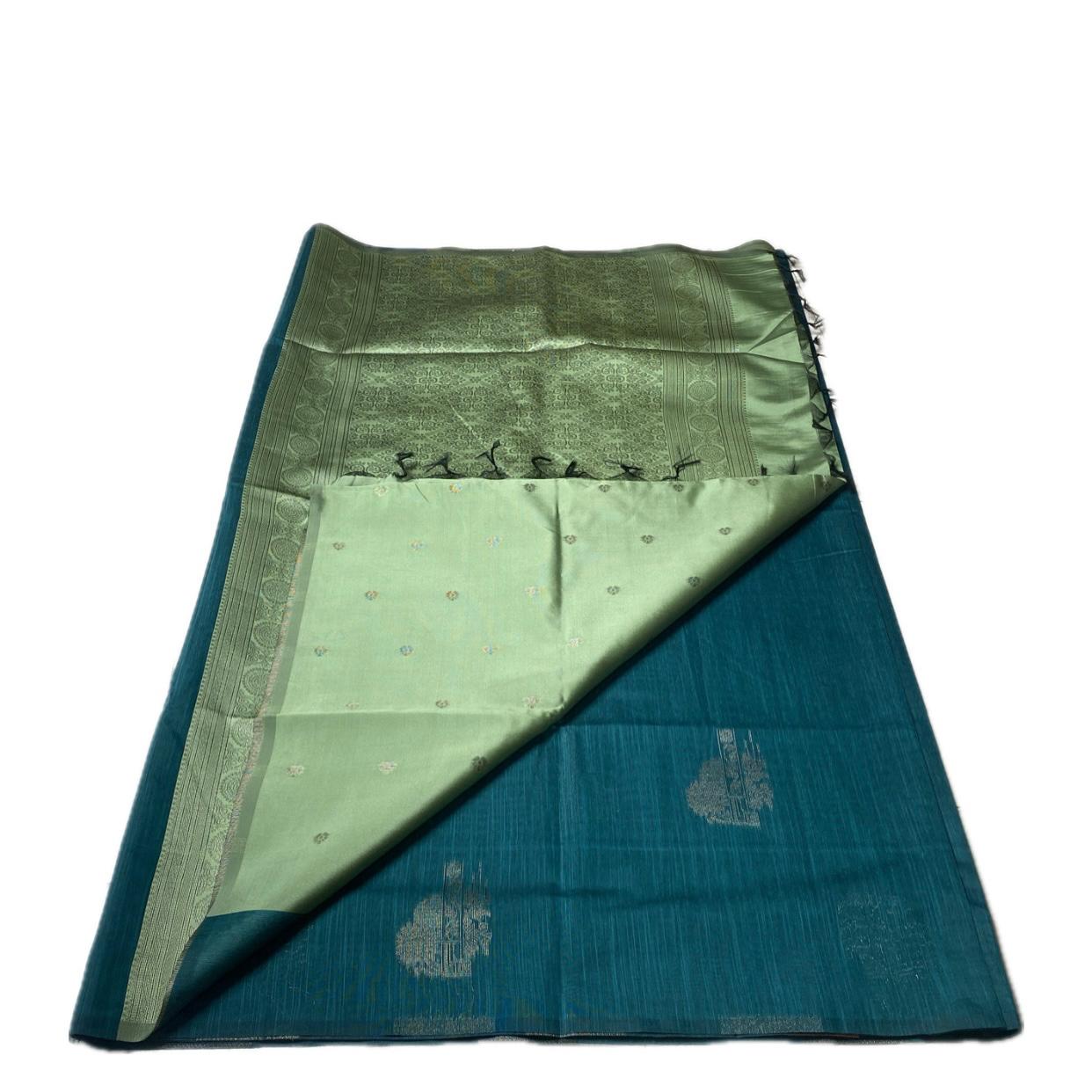 Shanmathi Floral Saree Peacock Green