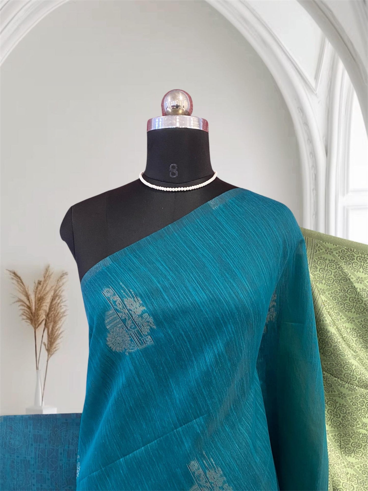 Shanmathi Floral Saree Peacock Green