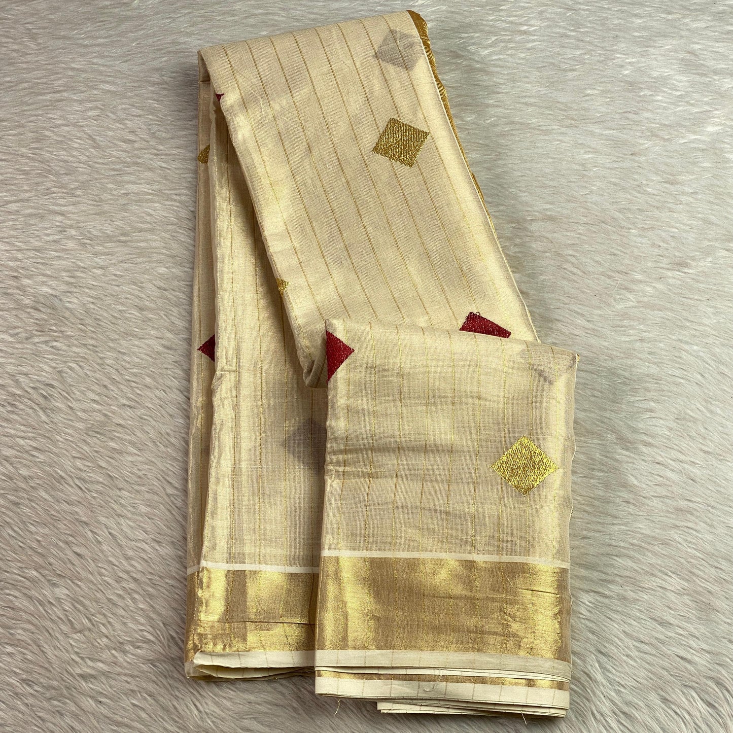 Mithunam Kerala Kasavu Saree with Golden Zari Lines Maroon