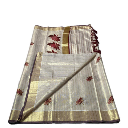 Padmapriya Lotus Kerala Tissue Saree Maroon
