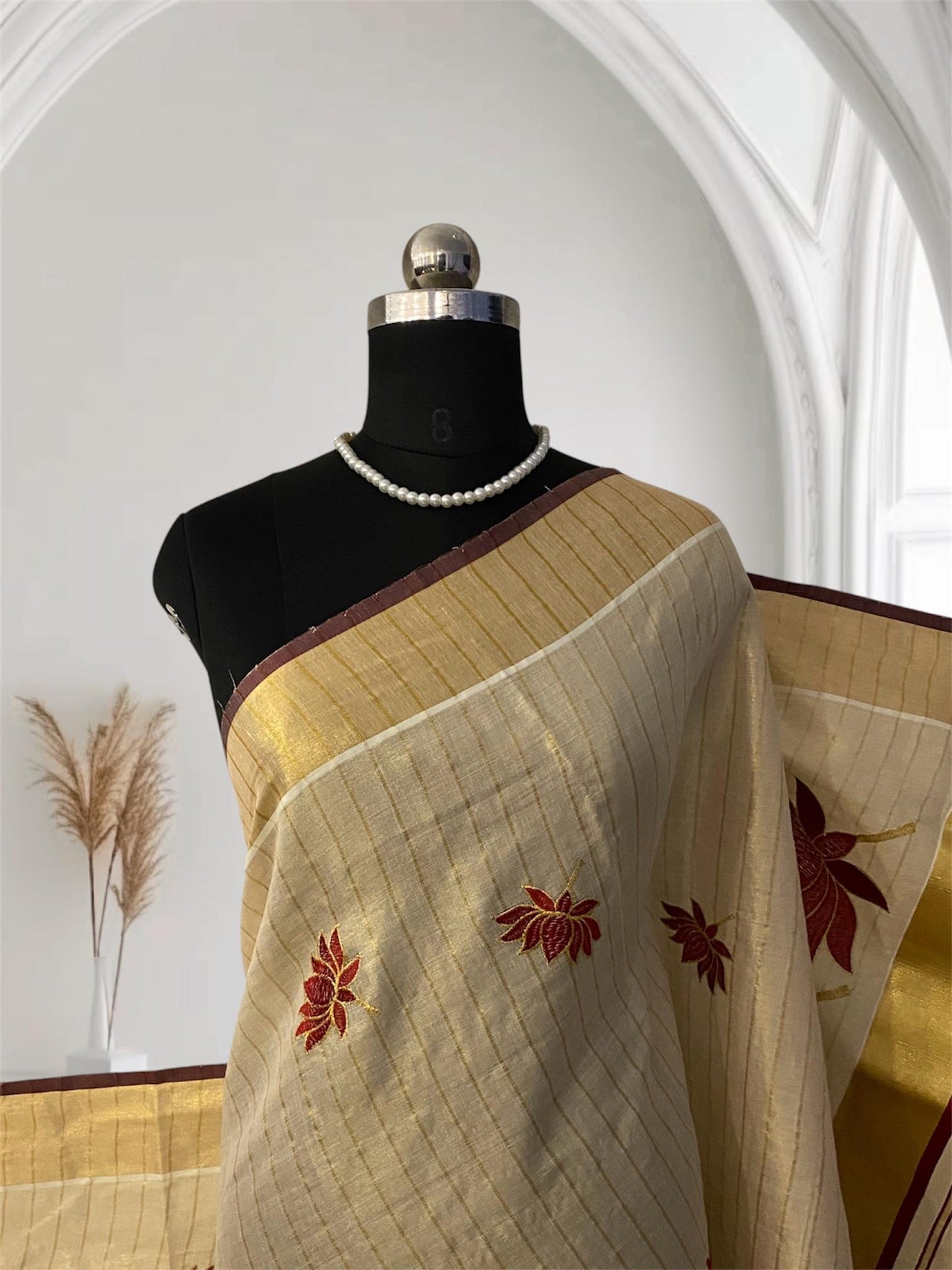 Padmapriya Lotus Kerala Tissue Saree Maroon