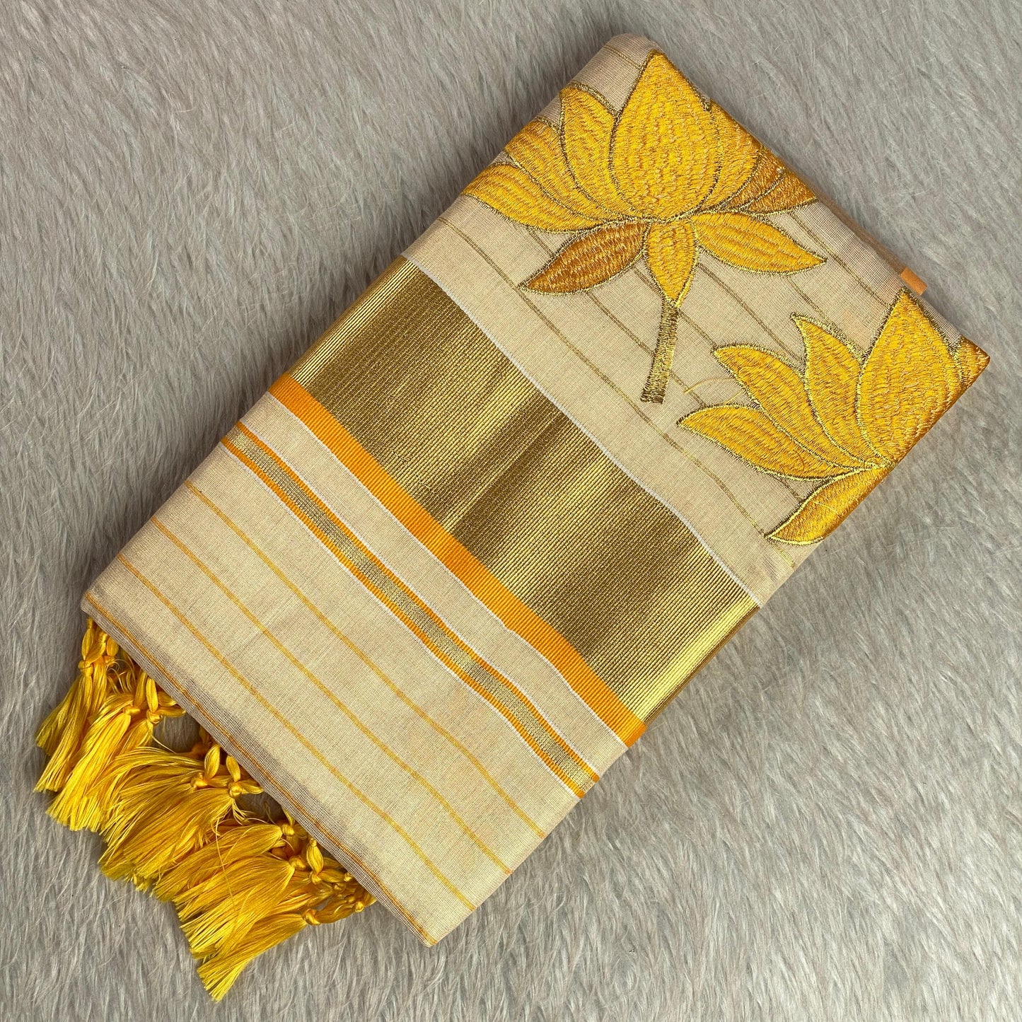 Padmapriya Lotus Kerala Tissue Saree Yellow