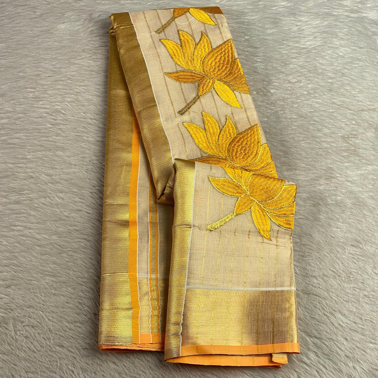 Padmapriya Lotus Kerala Tissue Saree Yellow