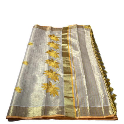 Padmapriya Lotus Kerala Tissue Saree Yellow