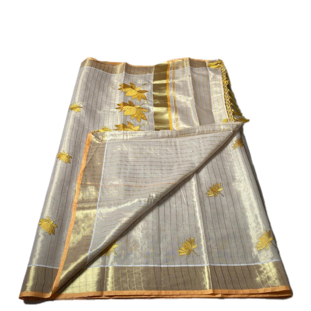 Padmapriya Lotus Kerala Tissue Saree Yellow