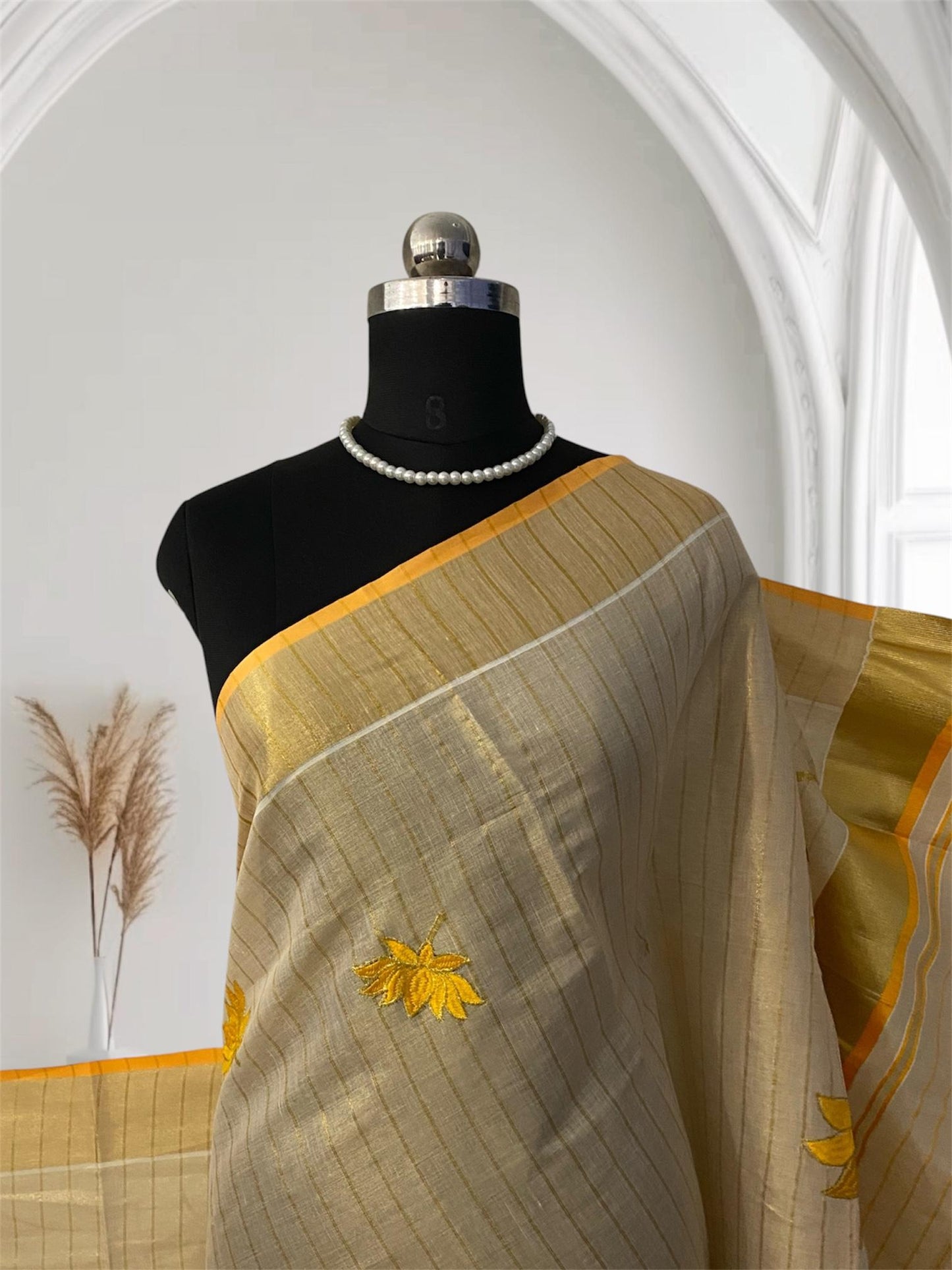 Padmapriya Lotus Kerala Tissue Saree Yellow