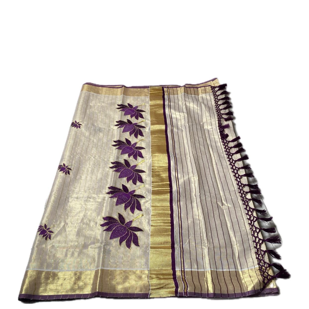 Padmapriya Lotus Kerala Tissue Saree Purple