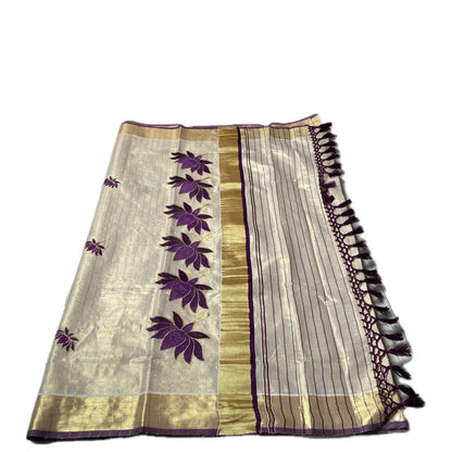 Padmapriya Lotus Kerala Tissue Saree Purple