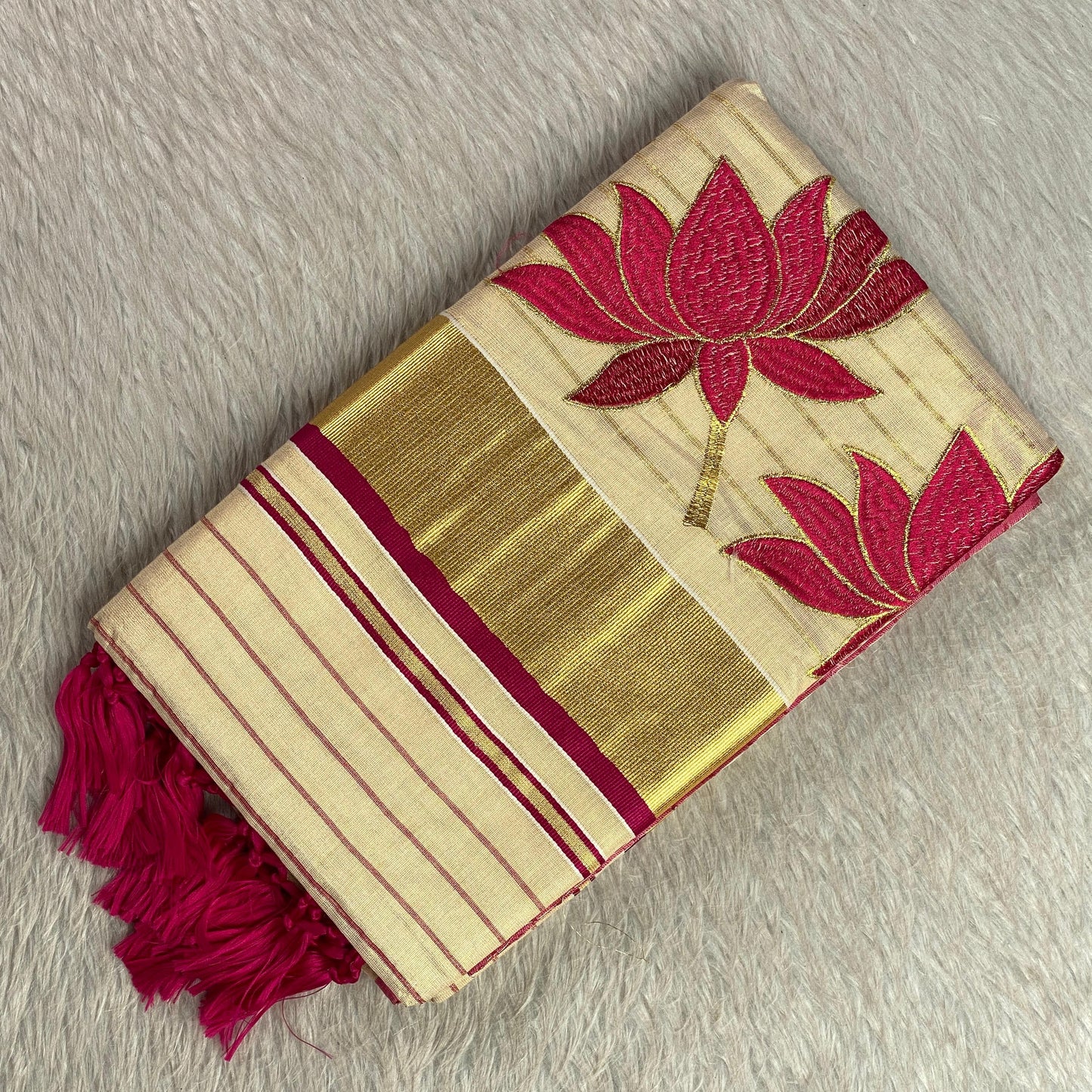 Padmapriya Lotus Kerala Tissue Saree Pink