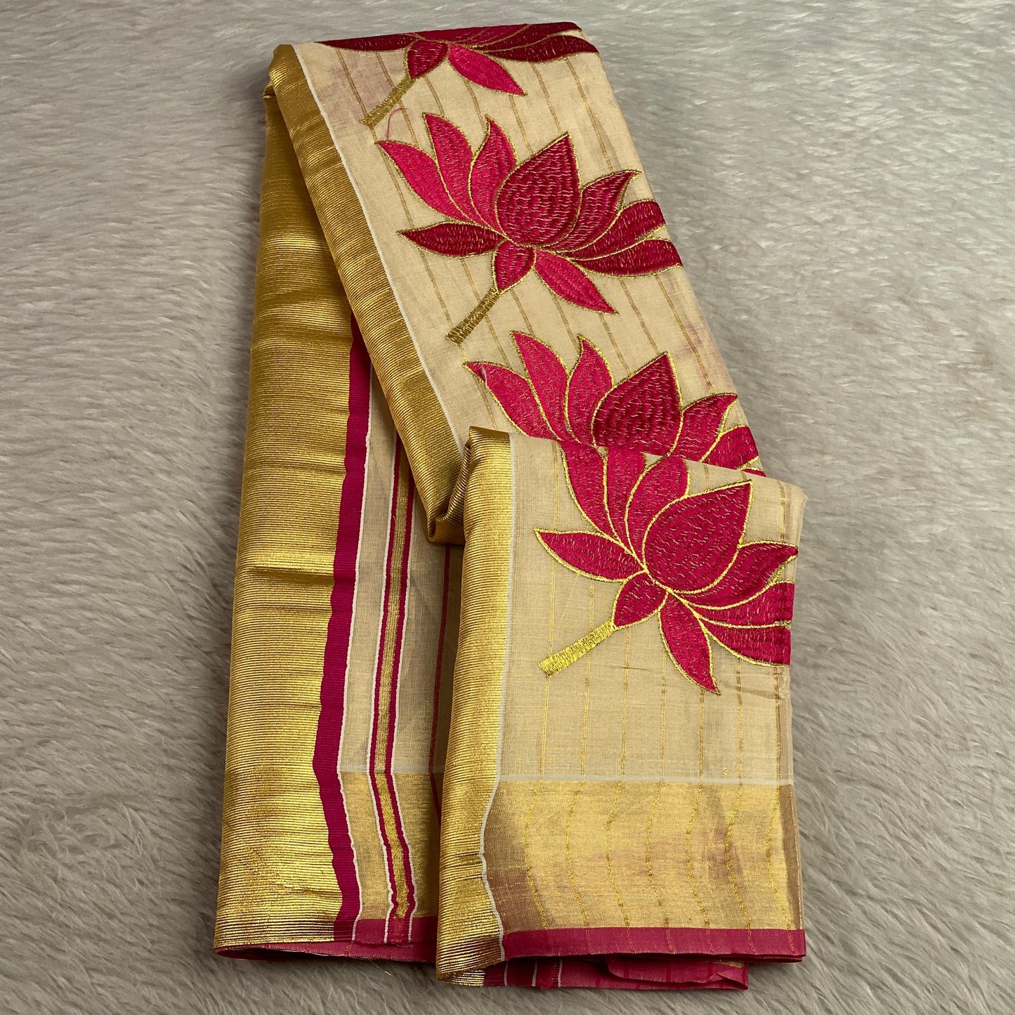 Padmapriya Lotus Kerala Tissue Saree Pink