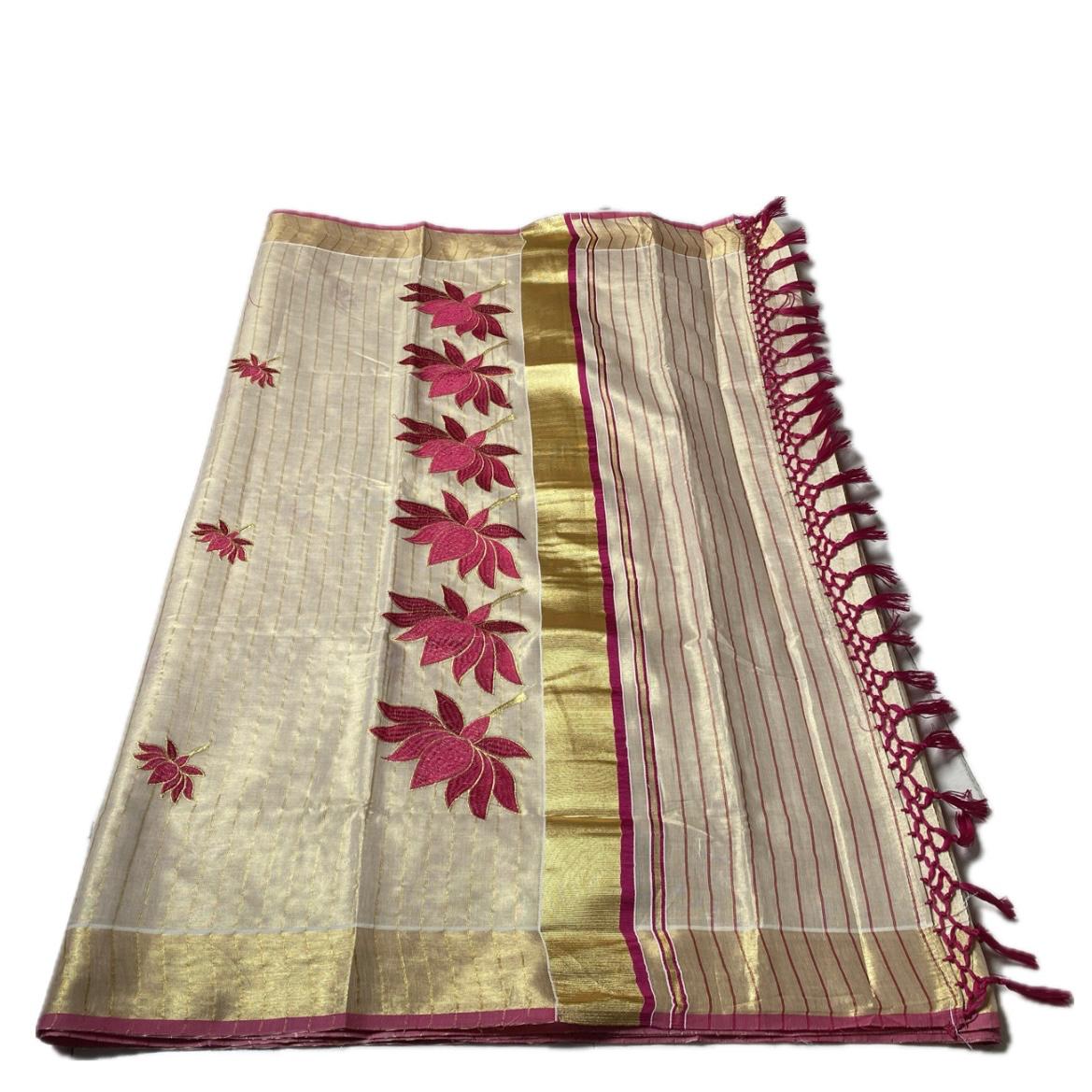 Padmapriya Lotus Kerala Tissue Saree Pink