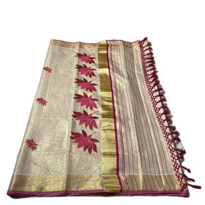 Padmapriya Lotus Kerala Tissue Saree Pink