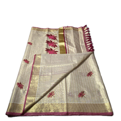 Padmapriya Lotus Kerala Tissue Saree Pink