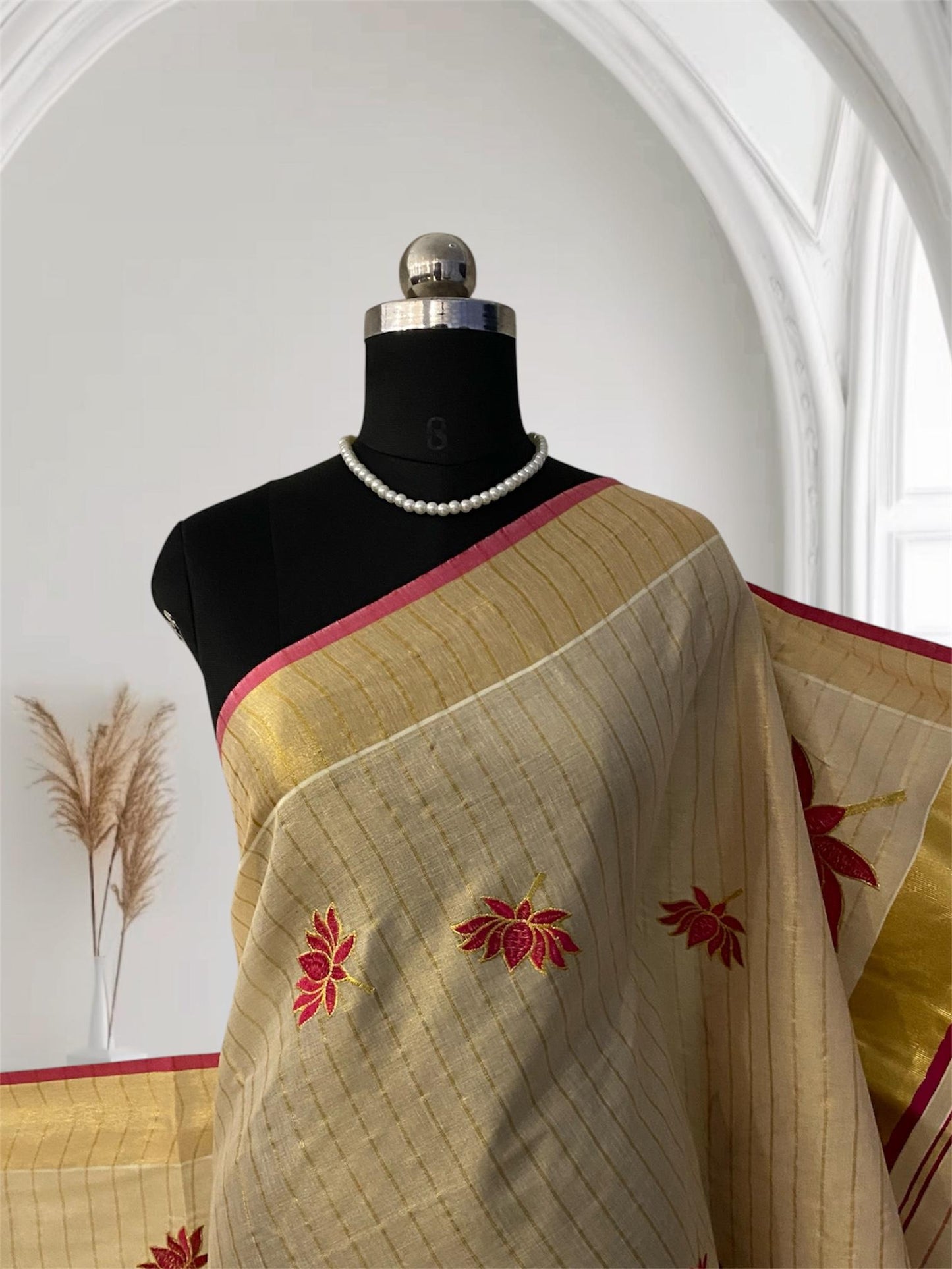 Padmapriya Lotus Kerala Tissue Saree Pink
