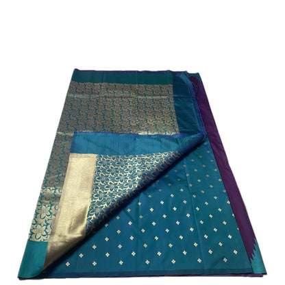 Aadhya Purple Saree with Blue Temple Border