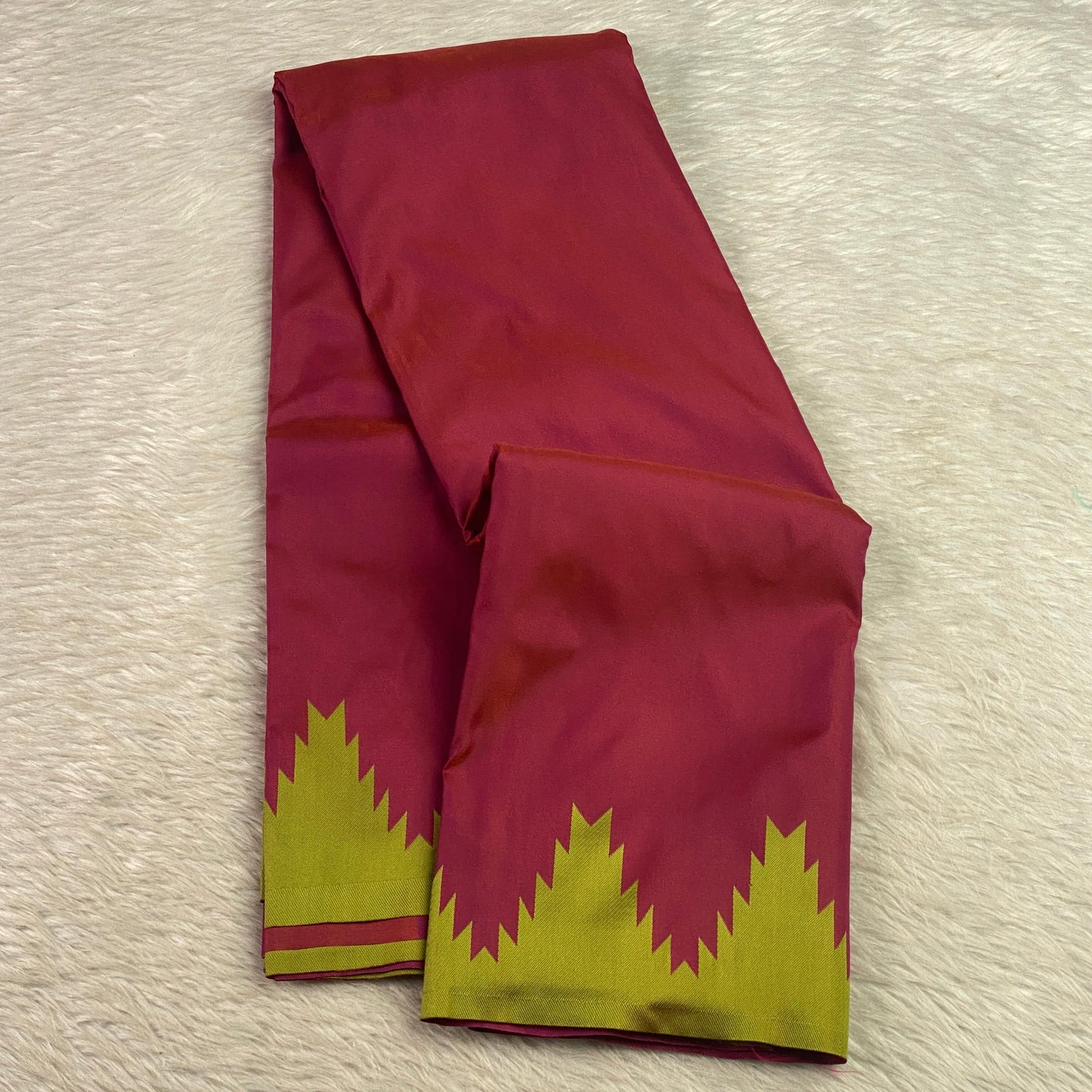 Aadhya Maroon Saree with GreenTemple Border