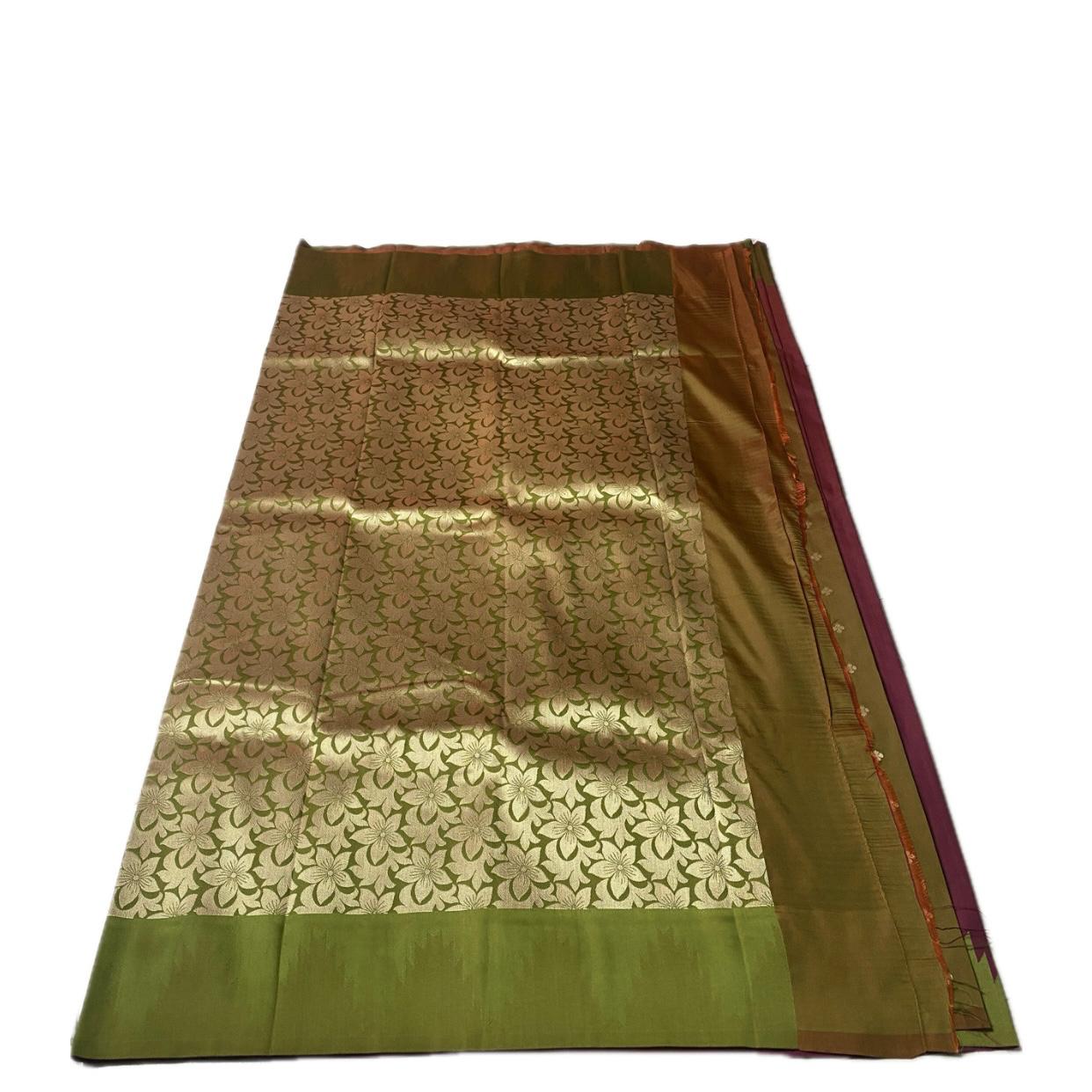 Aadhya Maroon Saree with GreenTemple Border