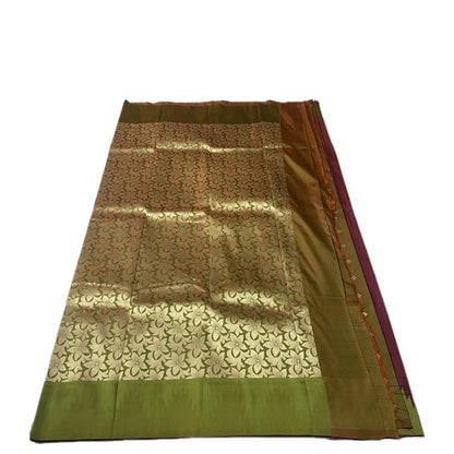 Aadhya Maroon Saree with GreenTemple Border