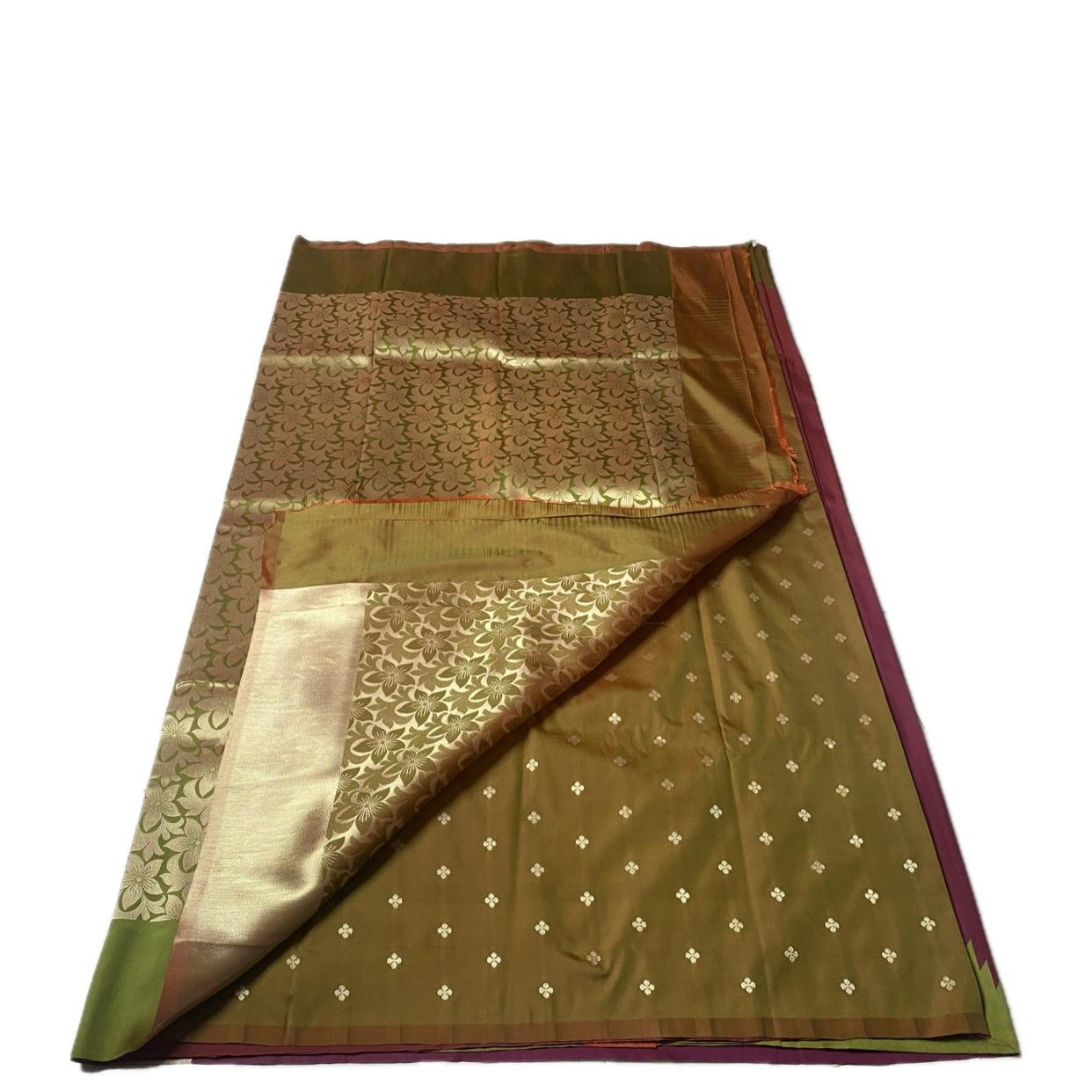 Aadhya Maroon Saree with GreenTemple Border