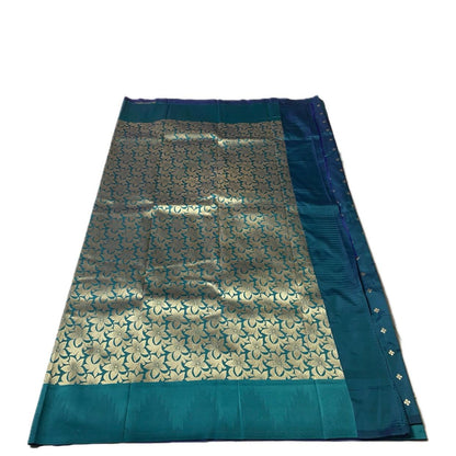 Aadhya Royal Blue Saree with Teal Temple Border