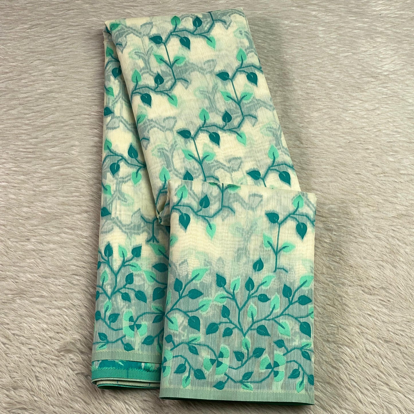 Ithal Chanderi Silk Flora Collection Saree Green