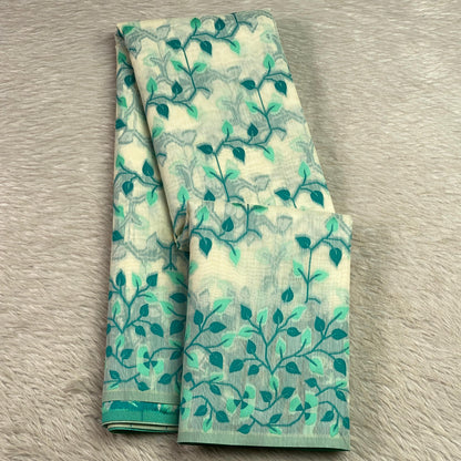 Ithal Chanderi Silk Flora Collection Saree Green