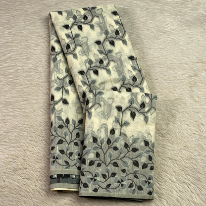 Ithal Chanderi Silk Flora Collection Saree Blue