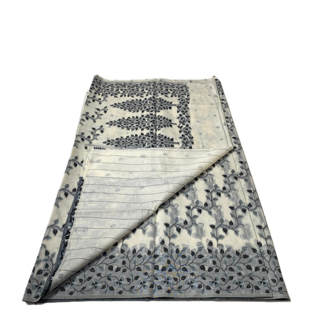 Ithal Chander Silk Flora Collection Saree Grey