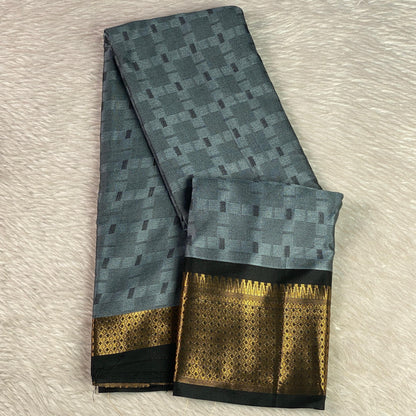 Veena Grey Cotton Saree