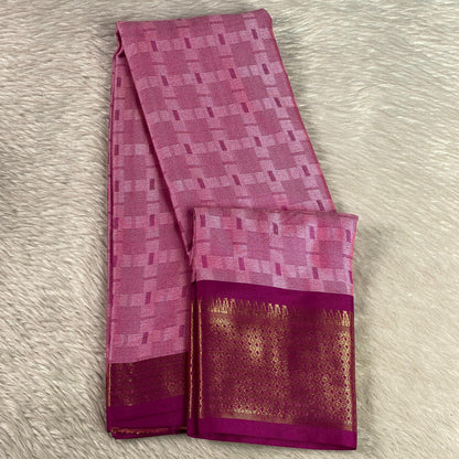 Veena Pink Cotton Saree
