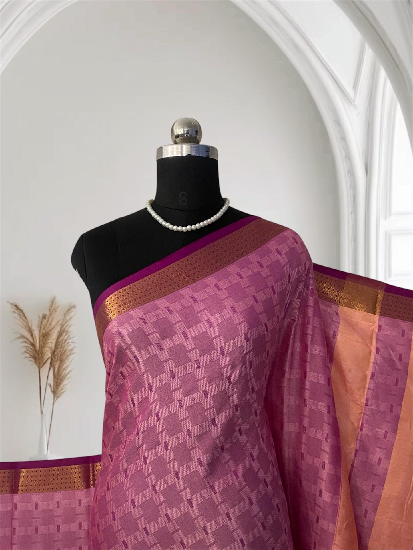 Veena Pink Cotton Saree