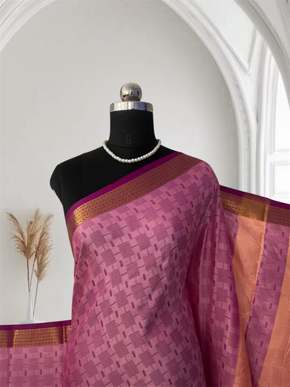 Veena Pink Cotton Saree